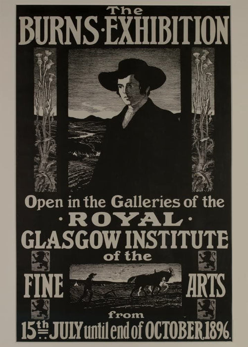 Vintage Poetry 'The Robert Burns Exhibition at Glasgow Institue of The Fine Arts', Scotland, 1896, Reproduction 200gsm A3 Vintage Poetry Poster