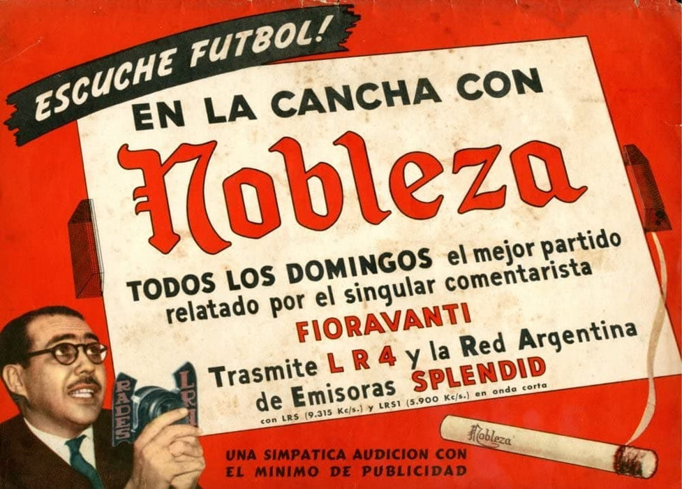 Vintage Tobacco, Cigarettes and Cigars 'Nobleza Cigarettes. Listen Football!', Argentina, Reproduction 200gsm A3 Vintage Poster