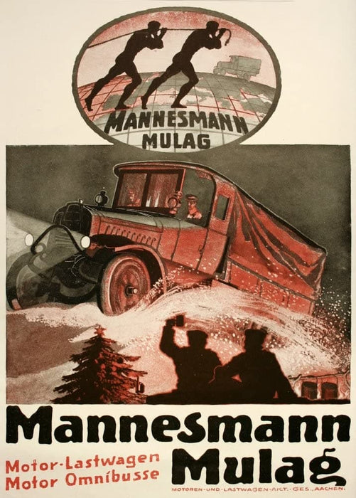 Vintage Automobile 'Mannesmann Mulag Automobile Manufacturers', Germany, 1914-18, Reproduction 200gsm A3 Vintage German WW1 Automobile Poster