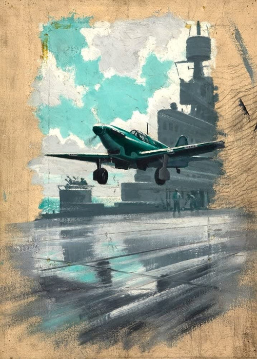 Vintage British WW11 Propaganda 'Aeroplanes Taking Off from Aircraft Carrier', England, 1939-45, Reproduction 200gsm A3 Vintage British Propaganda Poster