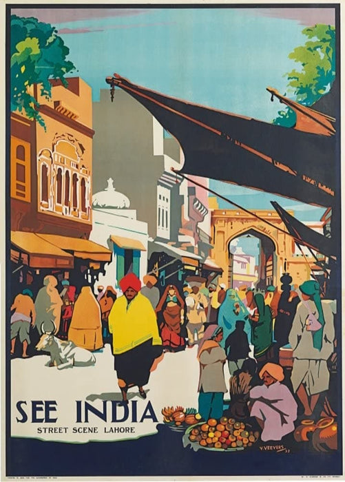 Vintage Travel Pakistan 'Lahore, Punjab', 1930's, India, pre-Pakistan, Reproduction 200gsm A3 Art Deco Travel Poster