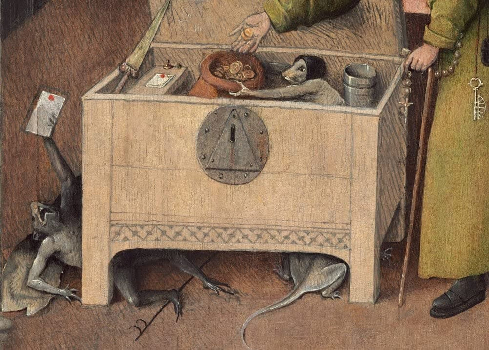 Hieronymus Bosch 'The Accountant's Assistant, from Death and The Miser, Detail', Netherlands, 1485-90, Reproduction 200gsm A3 Vintage Classic Art Poster