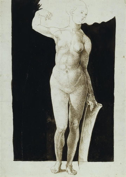 Albrecht Durer 'Proportion Study of Female Nude with a Shield', Germany, 1500, Reproduction 200gsm A3 Vintage Classic Art Poster - World of Art Global Limited
