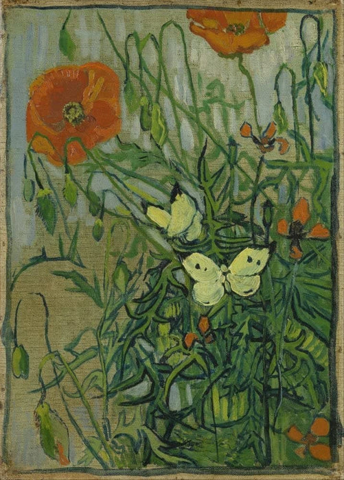 Vincent Van Gogh 'Butterflies and Poppies', 1890, Netherlands, Reproduction 200gsm A3 Vintage Classic Art Poster
