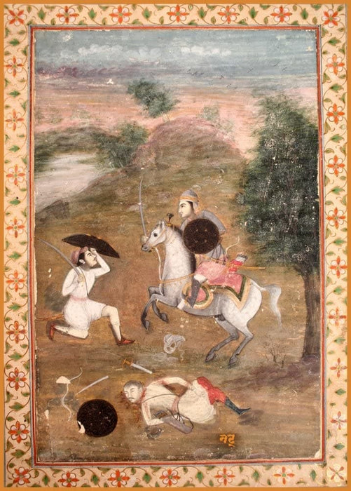 Vintage Persian and Islamic Art 'A Battle Scene', Mughal, India 17th-18th Century, Reproduction 200gsm A3 Vintage Classic Art Poster