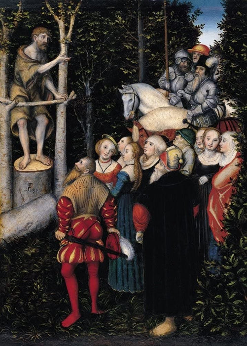 Lucas Cranach The Elder 'The Sermon of St, John The Baptist, Detail', 1537-40, Germany, Reproduction 200gsm A3 Vintage Classic Art Poster