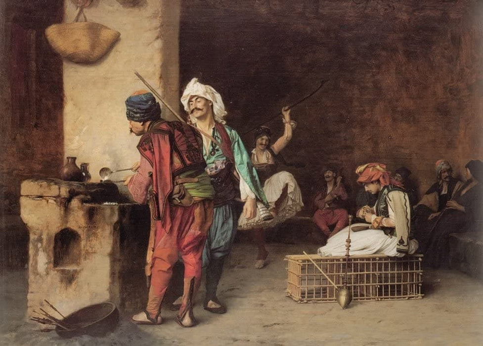 Jean-Leon Gerome 'A Cafe in Cairo, Detail', 1884, France, Reproduction 200gsm A3 Vintage Classic Art Poster