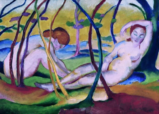 Franz Marc 'Nudes Under Trees, Detail', German Expressionism, 1911, Reproduction 200gsm A3 Vintage Classic Art Poster - World of Art Global Limited