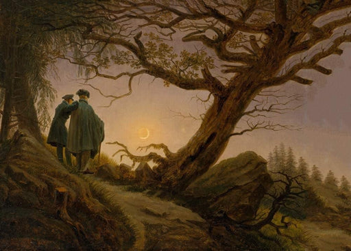 Caspar David Friedrich 'Two Men contemplating The Moon', Germany, 1819, Reproduction 200gsm A3 Vintage Classic Art Poster - World of Art Global Limited