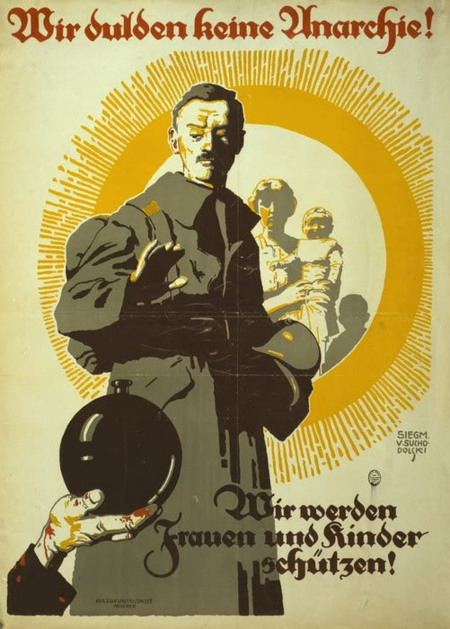 Vintage German WW1 Propaganda 'We do not Tolerate Anarchy', Germany, 1914-18, Reproduction 200gsm A3 Vintage Propaganda Poster