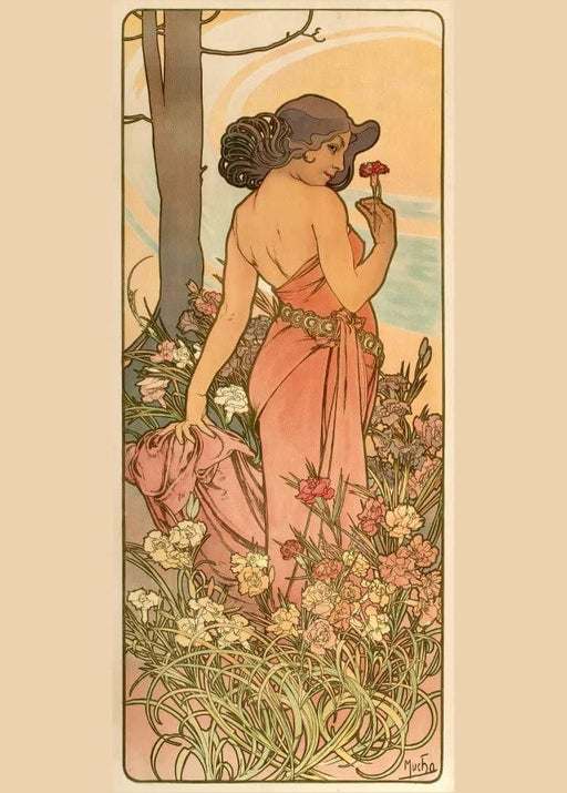 Alphonse Mucha 'Carnation', Czech, 1898, Reproduction Vintage 200gsm A3 Classic Art Nouveau Poster - World of Art Global Limited