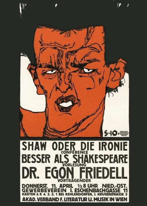 Egon Schiele 'Shaw or The Irony, for a Lecture by Egon Friedell', Austria, 1910, 200gsm Art Card A3 Reproduction Poster - World of Art Global Limited