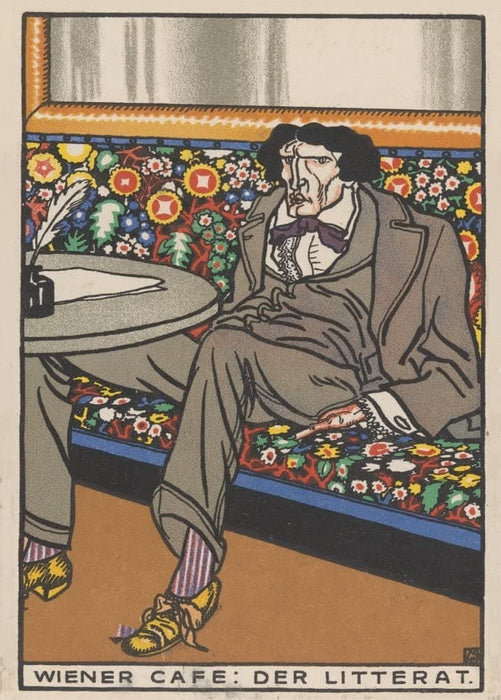 Wiener Werkstatte 'Viennese Cafe. The Man of Letters', Moriz Jung, Austria, 1911, Reproduction 200gsm A3 Vintage Art Nouveau Secession Poster