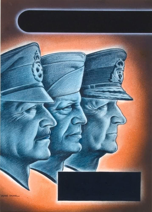 Vintage British WW11 Propaganda 'Field Marshall Alexander, General Eisenhower and Admiral Cunningham', England, 1939-45, Reproduction 200gsm A3 Vintage British Propaganda Poster