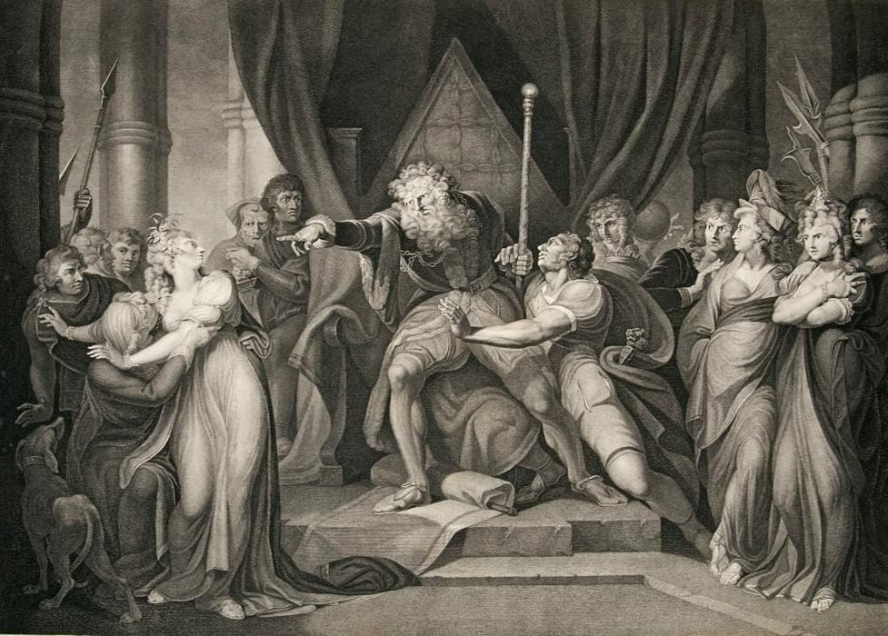 Vintage Film and Theatre 'Shakespeare. King Lear Disowns his Daughter Cordelia', England, 1700's, Reproduction 200gsm A3 Vintage Shakespeare Poster