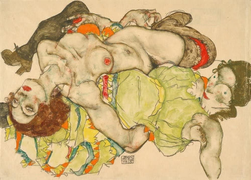 Egon Schiele 'Female Lovers', Austria, 1915, Reproduction 200gsm A3 Vintage Classic Art Poster - World of Art Global Limited