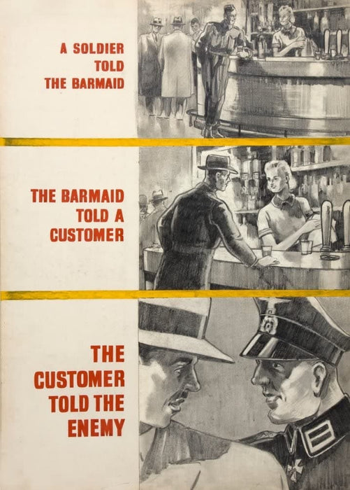 Vintage British WW11 Propaganda 'A Soldier Told a Barmaid. Careless Talk', England, 1939-45, Reproduction 200gsm A3 Vintage British Propaganda Poster