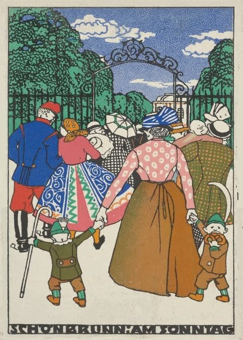 Wiener Werkstatte 'Schonbrunn on Sunday', Austria, 1912, Reproduction 200gsm A3 Vintage Art Nouveau Secession Poster
