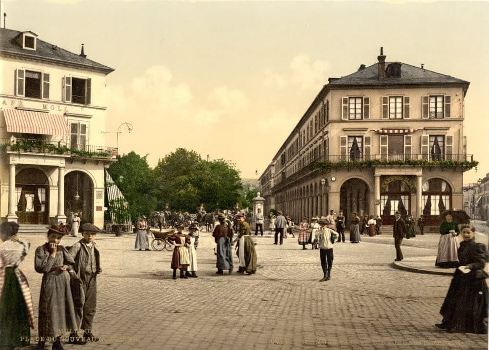 Vintage Travel Germany 'Place du Quartier Neff, Mulhausen, Alsace Lorraine', 1890's, Reproduction 200gsm A3 Photography Travel Poster