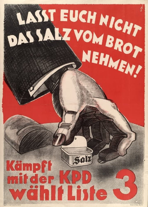 Vintage German Communist Propaganda 'Choose The Communist Party of Germany! Germany, Circa. 1919-33, Reproduction 200gsm A3 Vintage German Interwar Communist Propaganda Poster