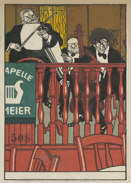 Wiener Werkstatte 'Salon Orchestra Meier', Moriz Jung, Austria, 1911, Reproduction 200gsm A3 Vintage Art Nouveau Secession Poster