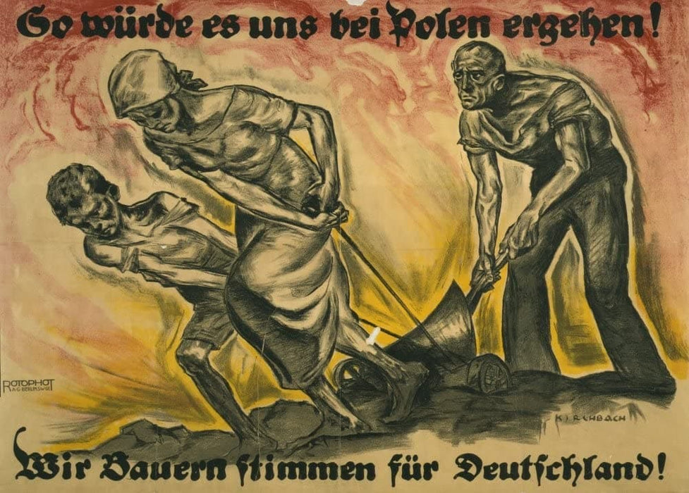 Vintage German WW1 Propaganda 'So it Would be us in Poland! We Farmers of Germany Agree', Germany, 1914-18, Reproduction 200gsm A3 Vintage German Propaganda Poster