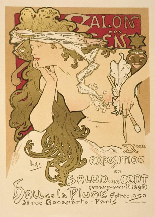 Alphonse Mucha 'Salon des Cent Exposition', Czech, 1896, Vintage 200gsm A3 Classic Art Nouveau Poster - World of Art Global Limited
