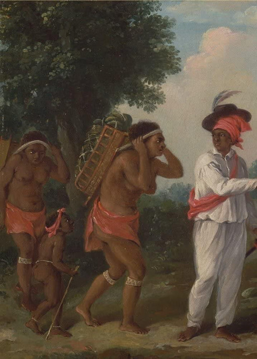 Agostino Brunius 'West Indian Man of Colour, Directing Two Carib Women with a Child, Detail', 1780, West Indian, Caribbean, Reproduction 200gsm A3 Vintage Classic Art Poster - World of Art Global Limited