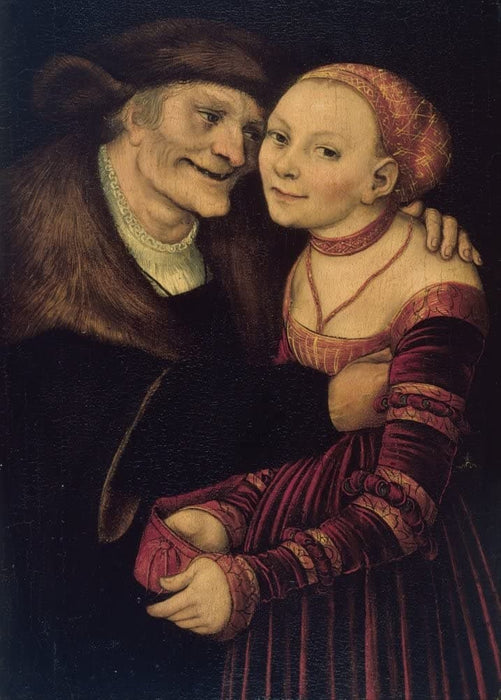 Lucas Cranach The Elder 'The Ill-Matched Couple, Detail', 1517, Germany, Reproduction 200gsm A3 Vintage Classic Art Poster