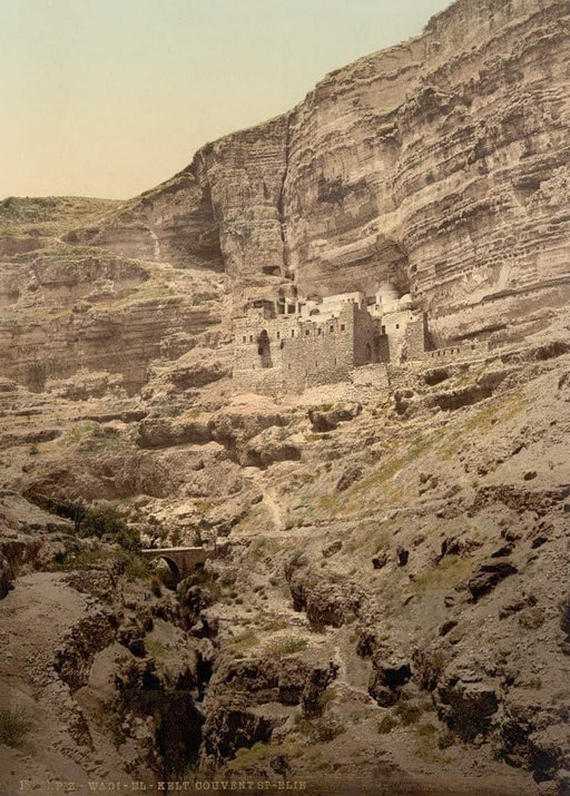 Convent of Elijah and Brook of Kerith, Wady el Keit, Holy Land Antique Photo, 1890's, Reproduction 200gsm A3, Israel, Palestine, Vintage Travel Poster - World of Art Global Limited
