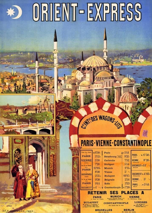 Vintage Travel Orient Express 'Paris, Vienna and Constantinople', 1891, Reproduction 200gsm A3 Vintage Travel Poster