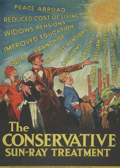 Vintage Conservative Party Propaganda 'The Conservative Sun-Ray Treatment', 1929, Reproduction 200gsm A3 Vintage British Propaganda Poster