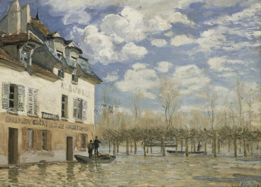 Alfred Sisley 'Boat in The Flood at Port Marly', 1876, British, Impressionism, Reproduction 200gsm A3 Vintage Classic Art Poster - World of Art Global Limited