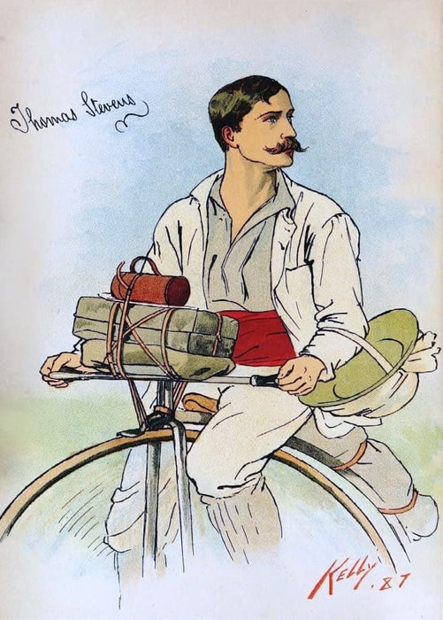 Vintage Cycling 'Around The World with Thomas Stevens', U.S.A, 1887, Reproduction 200gsm A3 Vintage Art Nouveau Cycling Poster