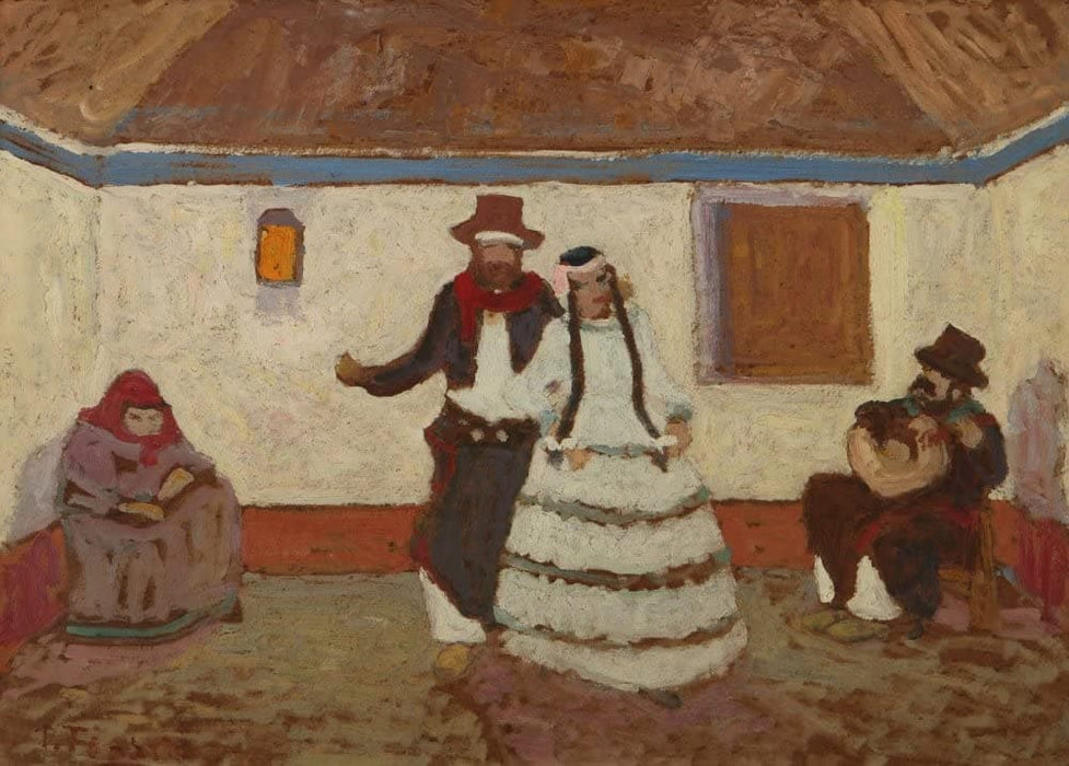 Pedro Figari 'Dancing at The Ranch', Circa. 1900 to 1938, Uruguay, Reproduction 200gsm A3 Vintage Classic Art Poster