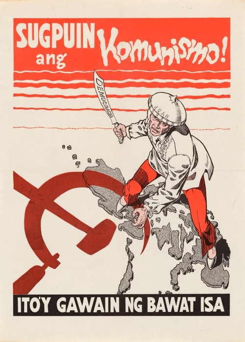 Vintage Philippines Propaganda 'Stop Communism!', Philippines, 1951, Reproduction 200gsm A3 Vintage Propaganda Poster