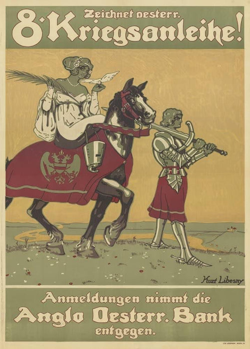 Austrian WW1 1914-18 Propaganda 'Draw The Eighth War Bonds', Reproduction 200gsm A3 Vintage Propaganda Poster - World of Art Global Limited