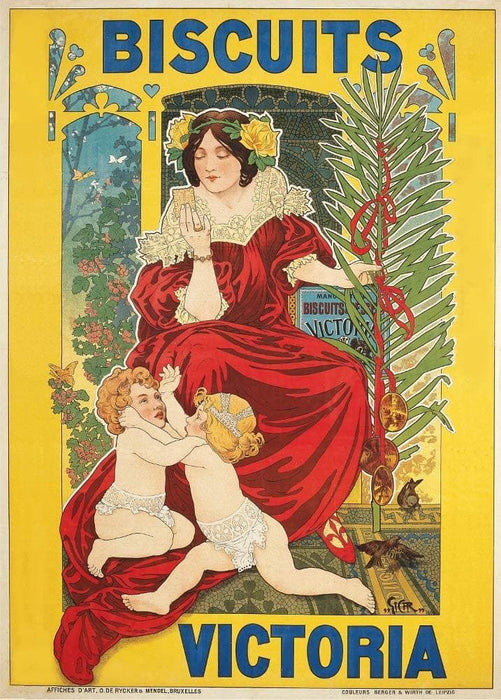 Vintage Groceries and Confectionery 'Biscuits Victoria', Belgium', 1900, Reproduction 200gsm A3 Vintage Art Nouveau Poster