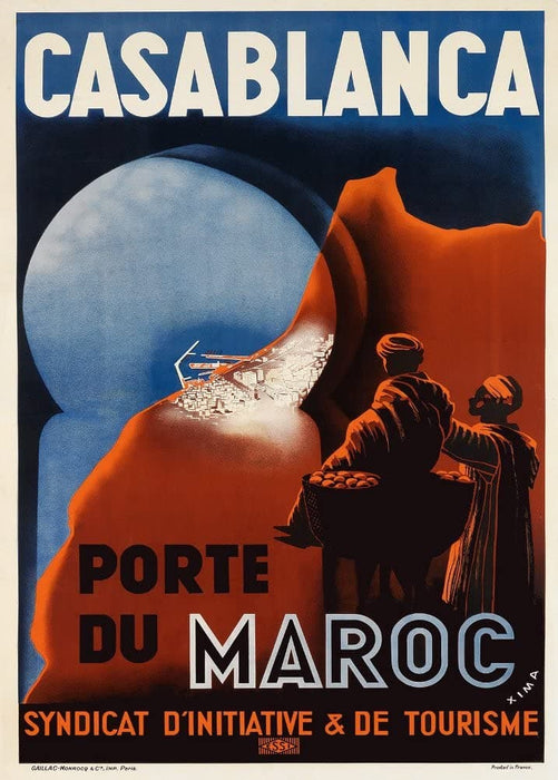 Vintage Travel Morocco 'Casablanca', 1930's, Reproduction 200gsm A3 Vintage Art Deco Travel Poster