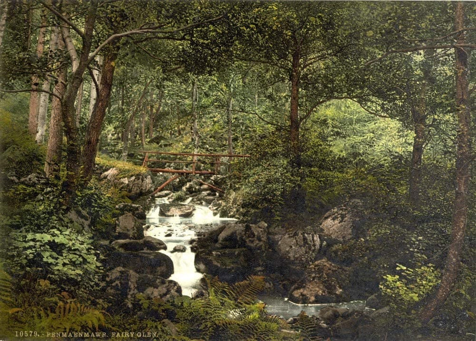 Vintage Travel Wales 'Fairy Glen Waterfall II, Penmaenmawr', Circa 1890-1910, Reproduction 200gsm A3 Vintage Photography Travel Poster