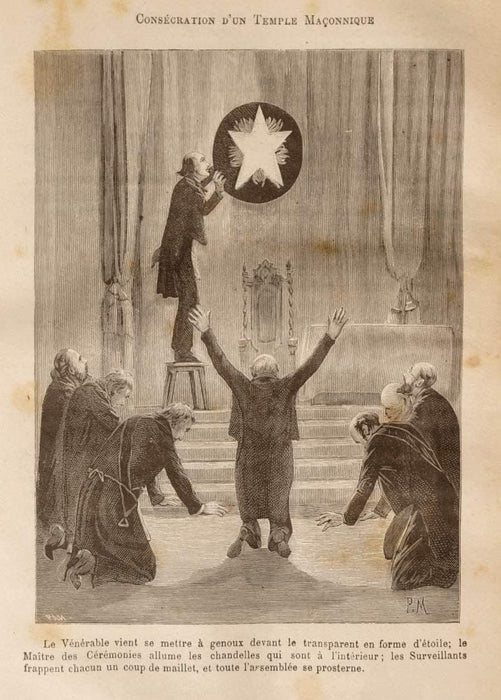 Vintage Occult and Magic, Freemasonry 'Consecration of a Masonic Temple' from 'The Leo Taxil Hoax', 19th Century, Reproduction 200gsm A3 Vintage Poster
