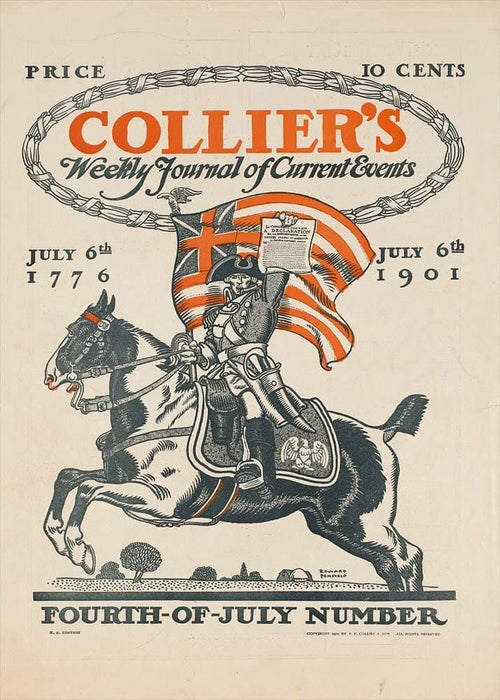 Vintage Literature 'A Soldier on a Horse' from 'Collier's Magazine', U.S.A, 1901, Edward Penfield, Reproduction 200gsm A3 Vintage Art Nouveau Poster
