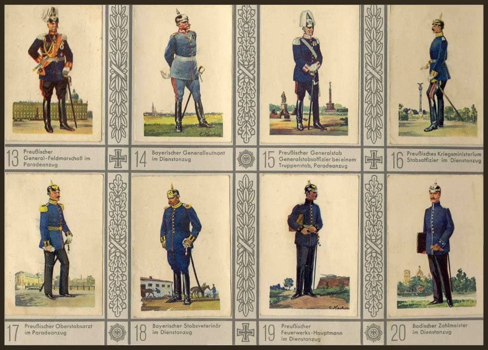 Vintage German 19th Century Propaganda 'Uniforms of The Old German Armies, pre-1875, Selection 3', Reproduction 200gsm A3 Vintage German Military Uniforms Poster