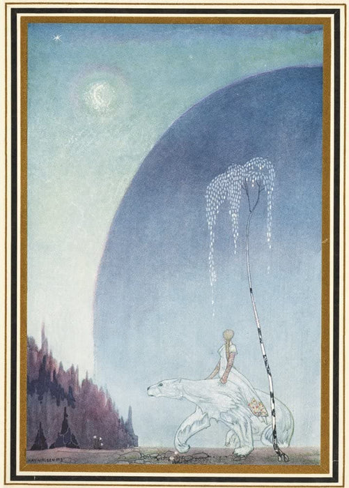 Kay Nielsen 'She held Tight to The White Bear', from 'East of The Sun and West of The Moon', Denmark, 1914, Reproduction 200gsm A3 Vintage Classic Art Nouveau Poster
