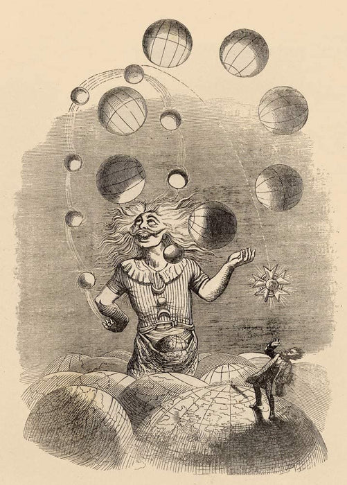 J.J Grandville 'The Juggler', from 'Another World', France, 1844, Reproduction 200gsm A3 Vintage Fantasy Surrealism Art Poster