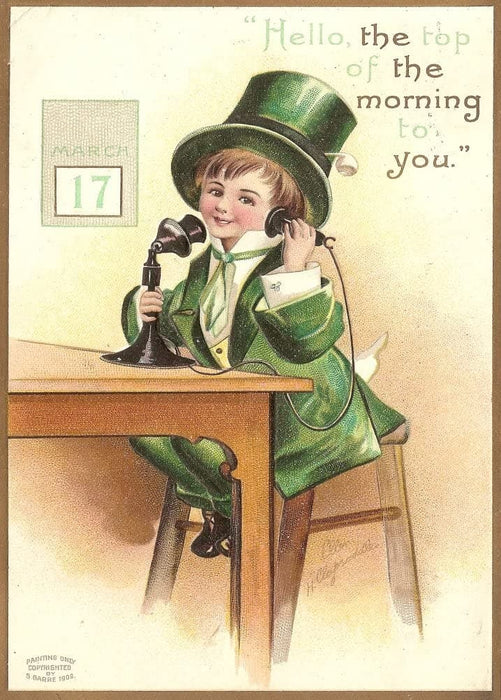 Vintage St. Patrick's Day 'Top of The Morning to You', Ireland, Circa. 1908, Reproduction 200gsm A3 Vintage Art Poster