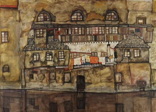 Egon Schiele 'House Wall on The River, Detail', Austria, 1915, Reproduction 200gsm A3 Vintage Classic Art Poster - World of Art Global Limited