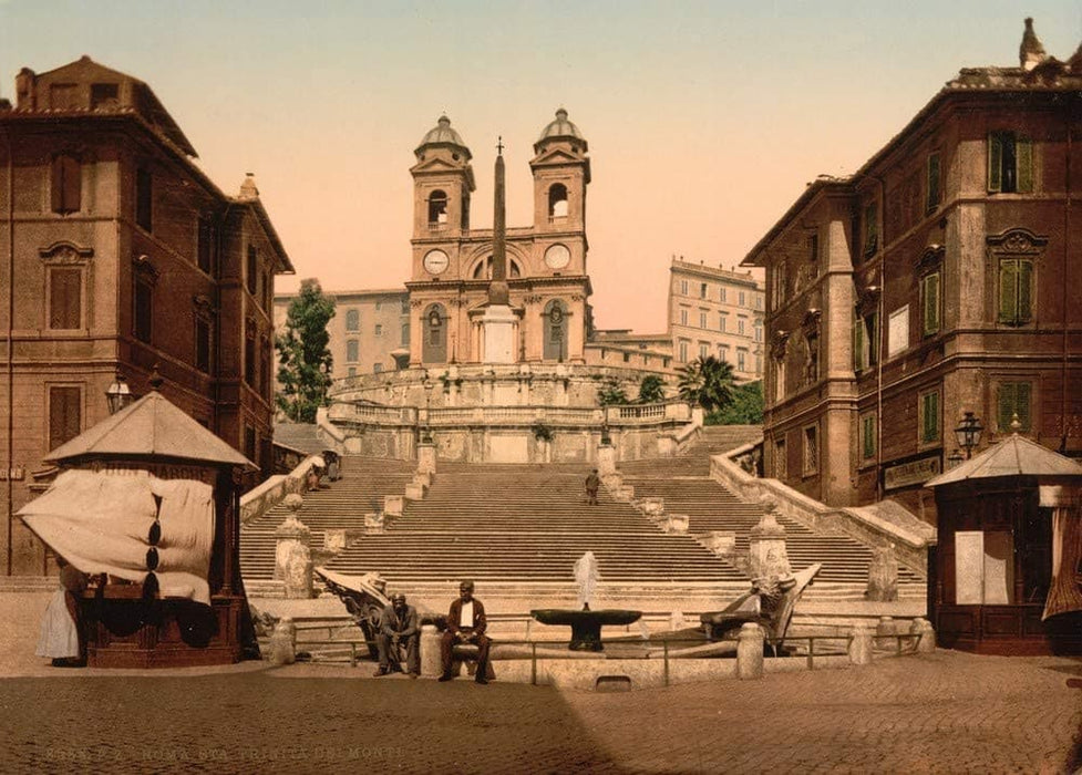 Vintage Travel Italy 'St. Trinita dei Monti, Rome', Circa. 1890-1910, Reproduction 200gsm A3 Vintage Travel Photography Poster