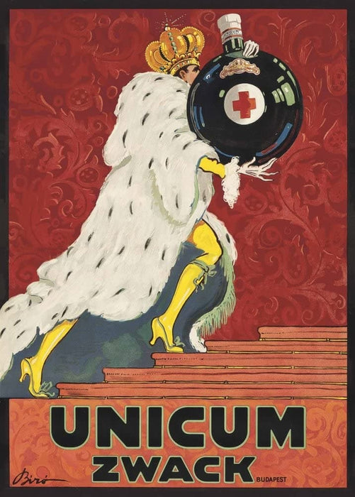 Vintage Beers, Wines and Spirits 'Unicum Zwack', Hungary, 1918, Mihaly Biro, Reproduction 200gsm A3 Vintage Art Deco Poster
