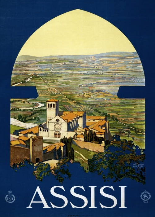 Vintage Travel Italy 'Assis', Circa. 1920-30's, Reproduction 200gsm A3 Vintage Art Deco Travel Poster